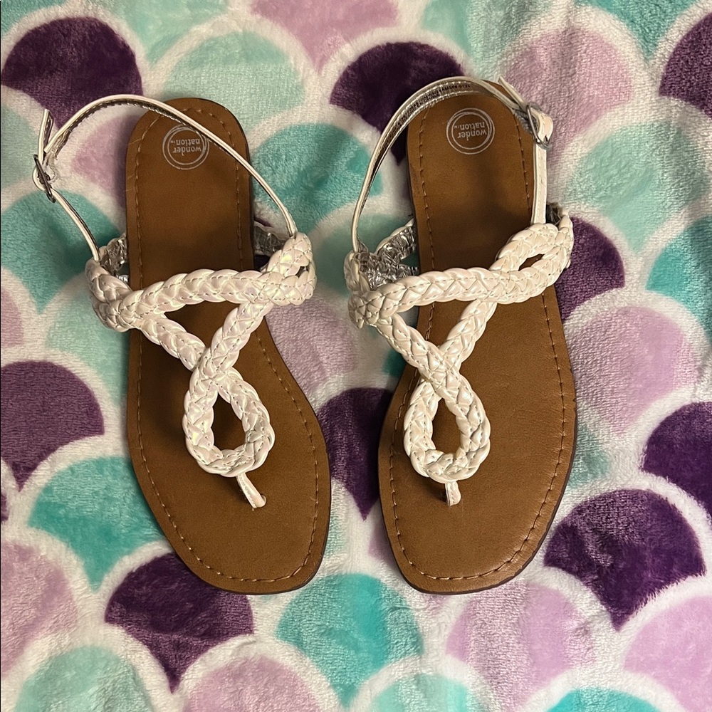 Braided White Sandals